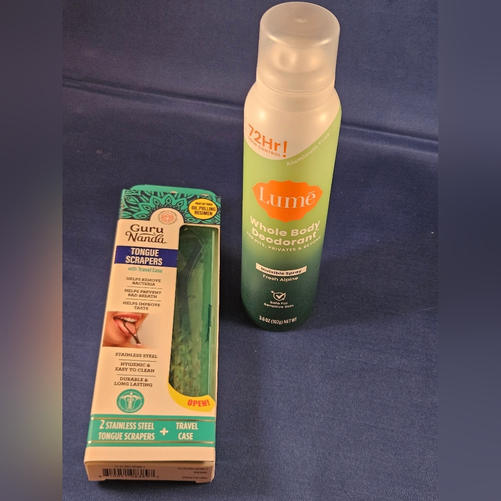 Lume Whole Body Deodorant Spray + GuruNanda Tongue Scraper Set (New)